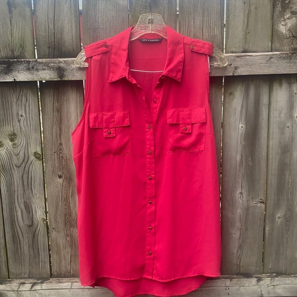 Zac & Rachel sleeveless button Down shirt sz L
